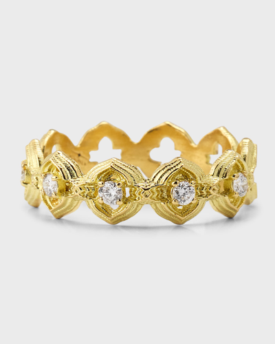 Armenta 18k Yellow Gold Sueno Scroll Band With White Diamonds