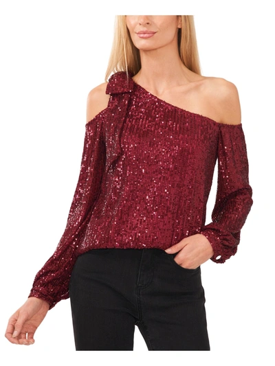 Cece Womens Sequined One Shoulder Blouse In Multi