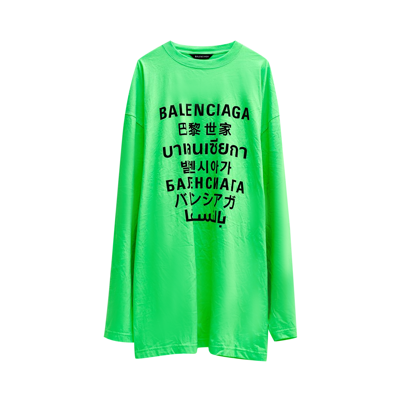Pre-owned Balenciaga Languages Long-sleeve T-shirt 'fluo Green'
