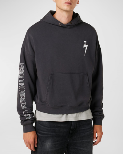 Hudson Men's Cropped French Terry Hoodie In Ink