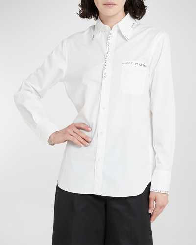 Marni Button-front Shirt With Contrast Stitching In White