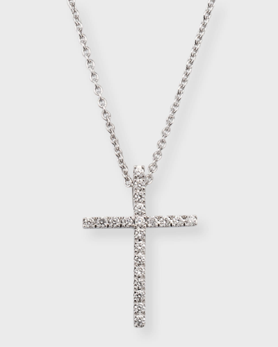 Lisa Nik 18k White Gold Diamond Cross Necklace In Metallic