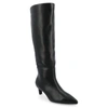 Journee Collection Women's Tullip Wide Width Wide Calf Kitten Heel Pointed Toe Knee High Dress Boots In Black