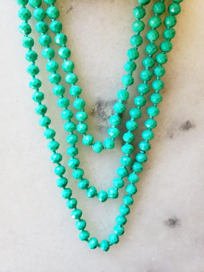 A Blonde And Her Bag Sea Green Crystal Beaded Necklace In Blue