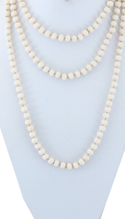 A BLONDE AND HER BAG WHITE JADE CRYSTAL BEADED NECKLACE