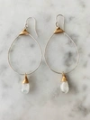 A BLONDE AND HER BAG SMALL FEATHERWEIGHT HOOP DEMI FINE EARRING WITH MOONSTONE DROP