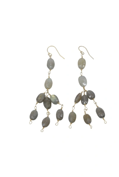 A Blonde And Her Bag Labradorite 3 Tier Drop Earrings In Black