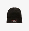 Bally Men's Black Ribbed Logo Wool Beanie 6240324 In Black