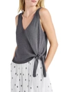 Splendid Berkeley Side Tie Cotton Sweater Tank In Grey