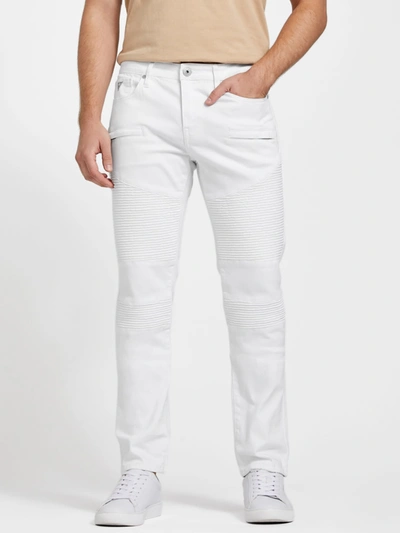 Guess Factory Fendet Moto Skinny Jeans In White