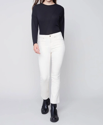 Charlie B Bootleg Stretch Twill Pant In White