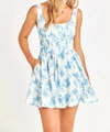 LOVESHACKFANCY LOWERY MINI DRESS IN COBALT POP