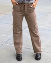 Grace & Lace Sueded Twill Cargo Pants In Caribou In Multi