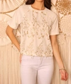 Eva Franco Kylee Short Sleeve Sweatshirt In White Blossom In Multi