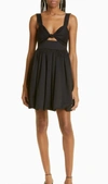 Cara Cara Claribelle Cutout Cotton-blend Poplin Mini Dress In Black