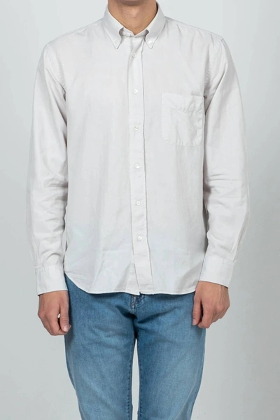 Hartford Pitt Pat Button Down Shirt In Chalk In Blue
