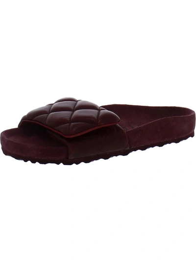 Birkenstock Sylt Padded Womens Leather Quilted Slide Sandals In Red