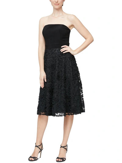Alex & Eve Womens Strapless Midi Cocktail And Party Dress In Black