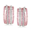 Ross-simons Pink Sapphire And . Diamond Highway Earrings In 2-tone Sterlng Silver In Pink