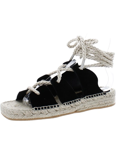 Freda Salvador Lucy Womens Suede Ankle Tie Espadrilles In Black