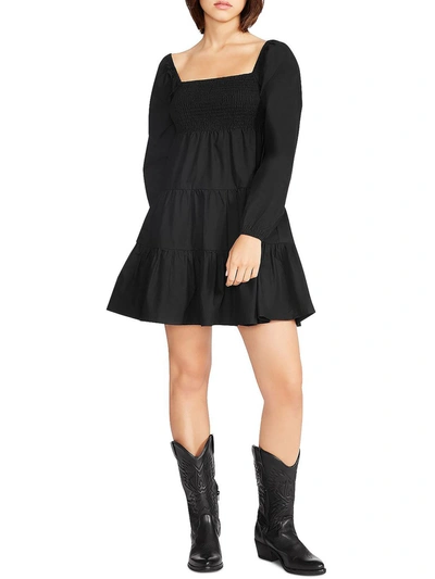 Steve Madden Daniella Womens Cotton Square Neck Mini Dress In Black