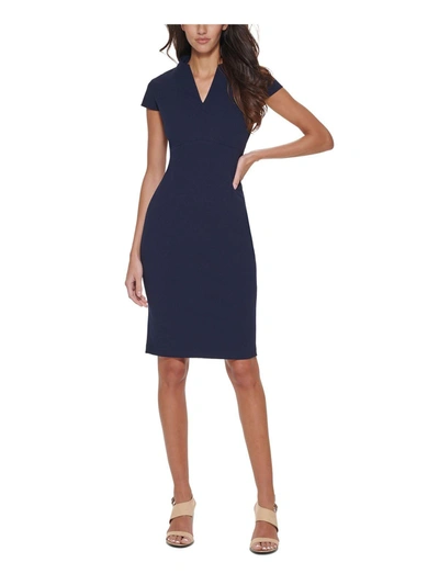 Calvin Klein Womens V-neck Knee-length Sheath Dress In Multi