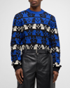 Burberry Geometric Crew Neck Intarsia Knit Sweater In Knight Ip Pattern
