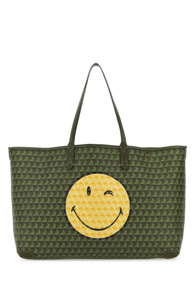 Anya Hindmarch I Am A Plastic Wink Tote Bag In Green