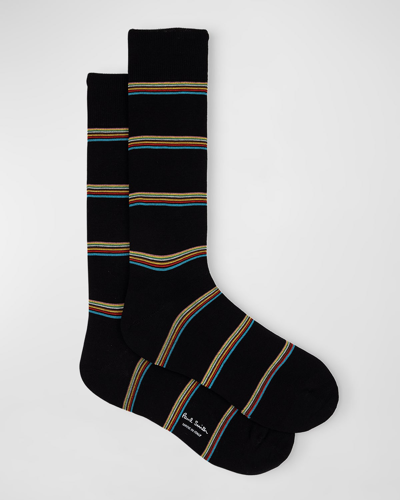 Paul Smith Black Block 'signature Stripe' Socks In 79 Black