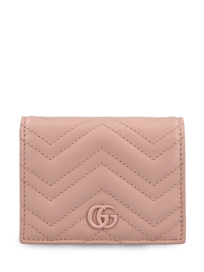 Gucci Gg Marmont Quilted Card Holder In Pink