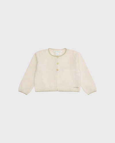 Marie Chantal Kids' Girl's Briony Angel Wing Cardigan In Ivory