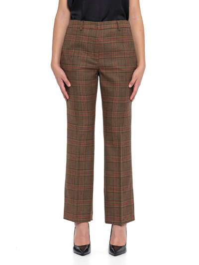 Weekend Max Mara Prince Of Wales Patterned Cropped Trousers In Brown