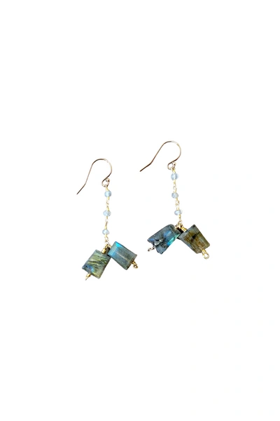 A Blonde And Her Bag La Jolla Earring In Labradorite In Blue