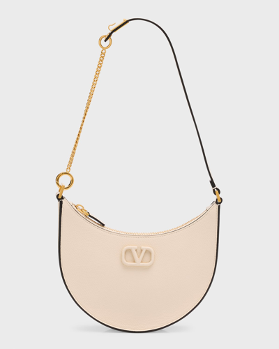 Valentino Garavani Vlogo Mini Leather Hobo Shoulder Bag In Light Ivory