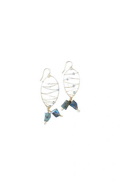 A Blonde And Her Bag Malibu Earring In Labradorite In Blue