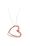 A BLONDE AND HER BAG RED HEARTS NECKLACE ON A SILVER CHAIN