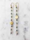 A BLONDE AND HER BAG POLISHED PYRITE COIN LONG CHAIN EARRING