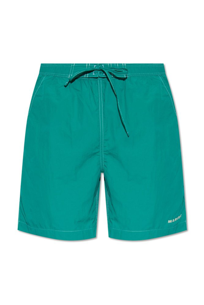 Isabel Marant Hydra Logo Embroidered Swim Shorts In Green