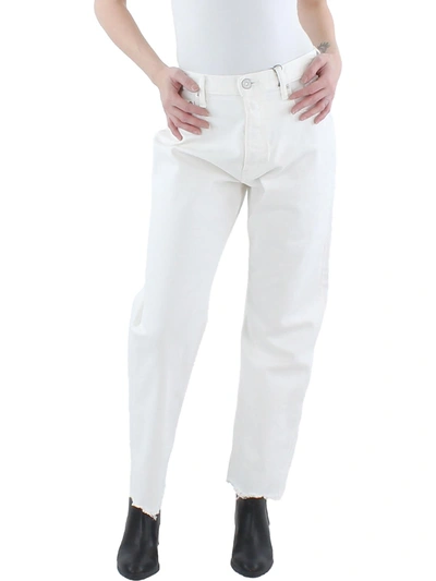 Moussy Vintage Aurora Wide Straight Crop Jeans In White