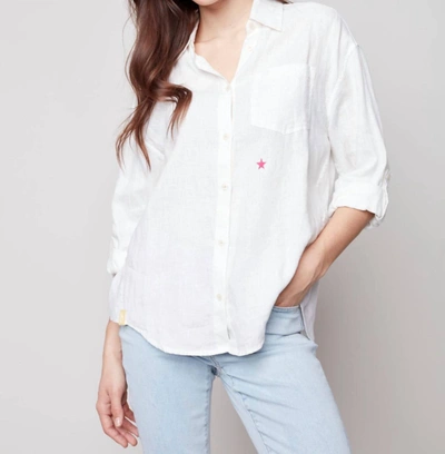 Charlie B Button-down Tunic Blouse In White