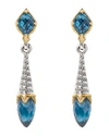 KONSTANTINO ANTHOS STERLING SILVER 18K YELLOW GOLD & BLUE SPINEL DROP EARRINGS SKMK3217-478