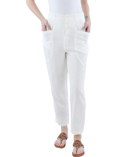 Joie Gia Womens Linen Ankle High-waist Pants In White