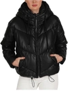 STELLA & LORENZO WOMENS FAUX LEATHER QUILTED PUFFER JACKET