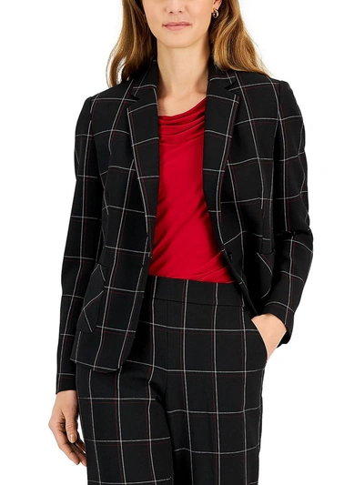 Kasper Petites Womens Window Pane Suit Separate One-button Blazer In Multi
