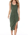 BOBI DRAPED PLEAT SKIRT TANK DRESS IN GARDEN