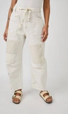 Free People Moxie Paint Fleck Cotton Utility Pants In White