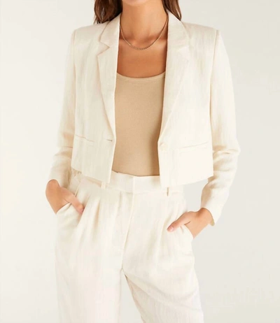 Z Supply Dana Airy Cropped Blazer In Adobe White In Multi