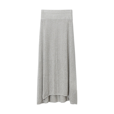 Maria Mcmanus Open Stitch Stretch Wool Midi Skirt In Silver