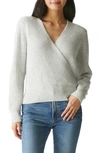 Michael Stars Laurel Surplice Sequin Sweater In Heather Grey