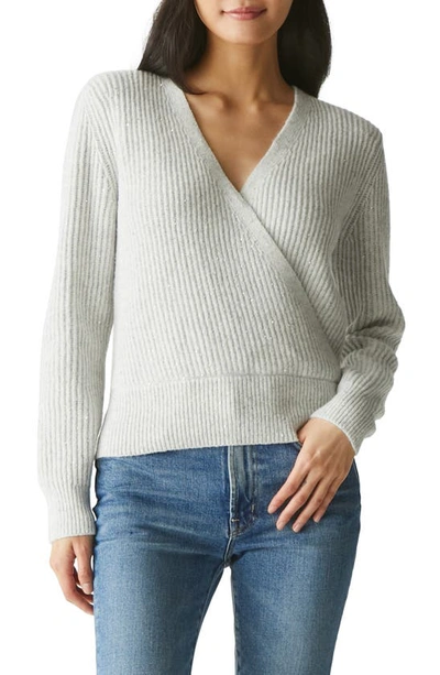Michael Stars Laurel Surplice Sequin Sweater In Heather Grey